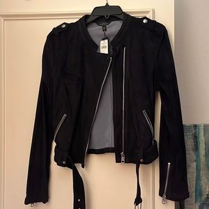 NWT 100% suede black moto jacket